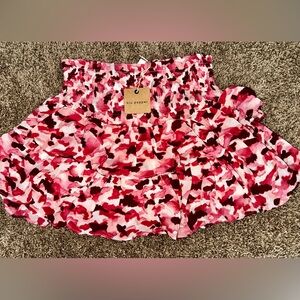 Blu Pepper Pink and Red Patterned Mini Ruffle Skirt